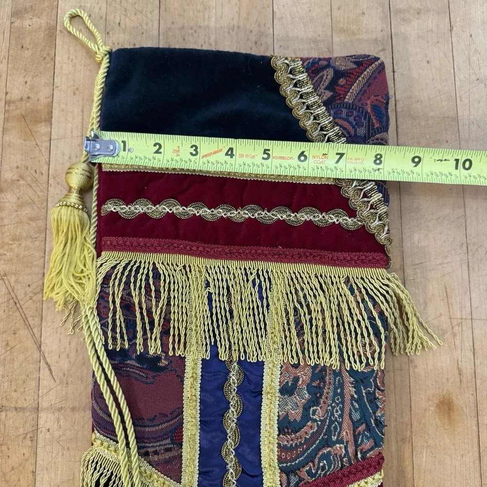 Victorian Style Christmas Stocking Patchwork & Fringe 20